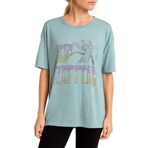 American Eagle Oversized LED Zeppelin Graphic T-Shirt Aqua Crew Neck XS/S NWT